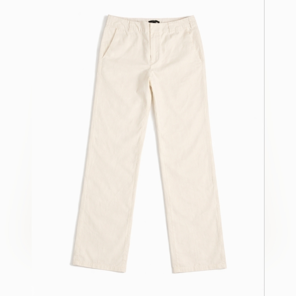 NWT trouser pants off white straight wide leg classic office career sz Large/32